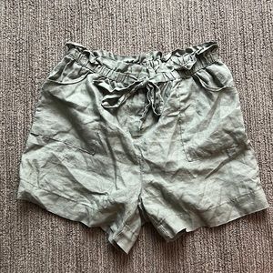 Sage Green Front Tie Shorts
